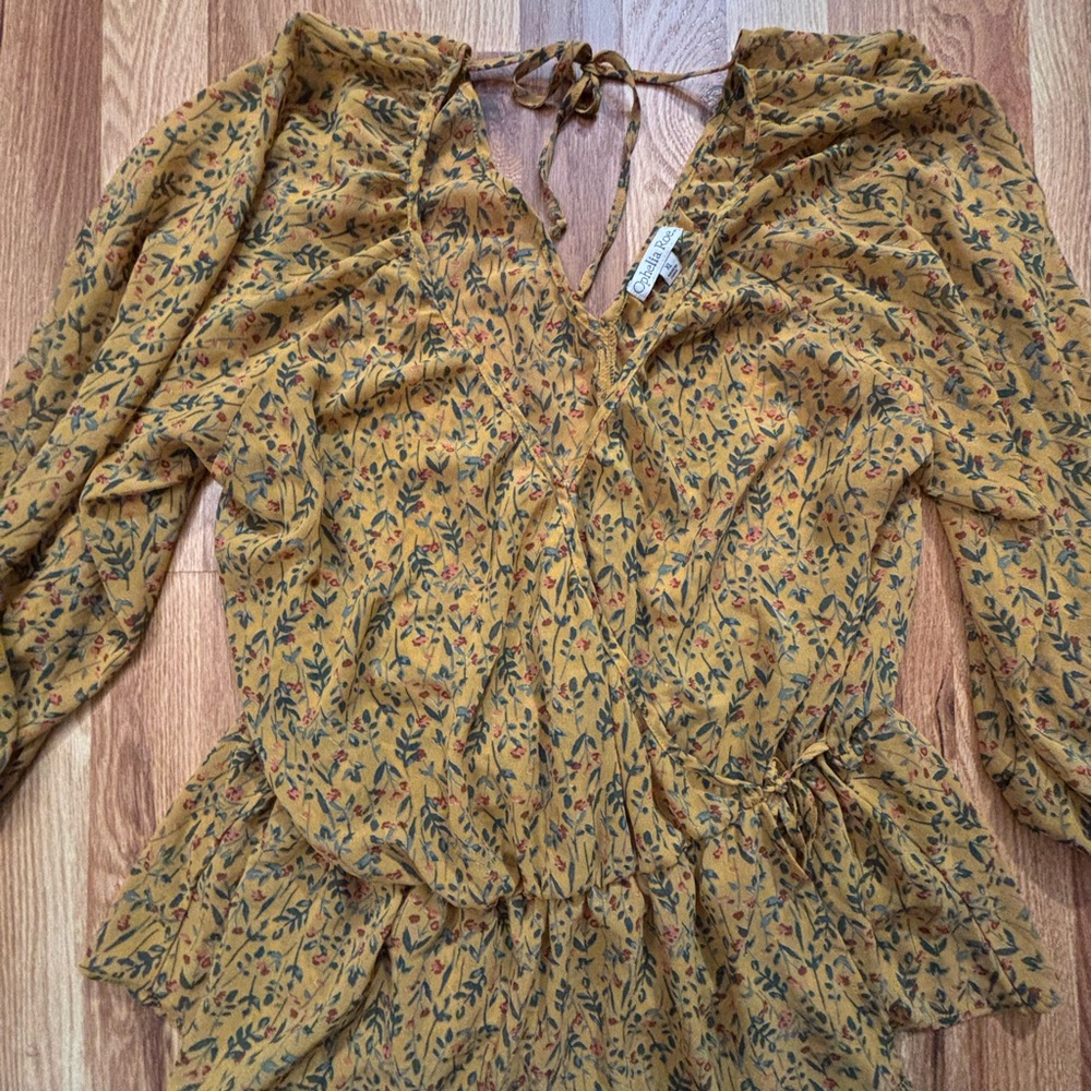 Elegant Mustard Floral Blouse